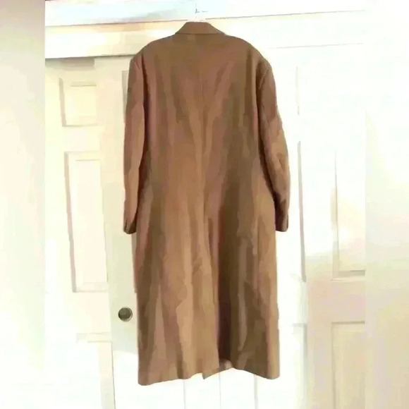 VTG CAMEL BROWN? MEDIUM BROWN? WOOL MENS LONG COAT L42 - Picture 2 of 14
